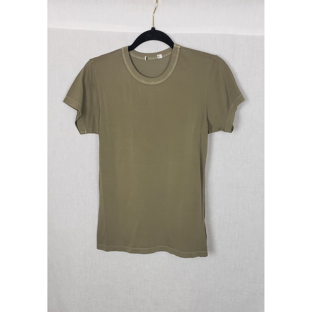 Buck Mason Womens Slub Curved Hem Tee Olive Green 100% Cotton T-Shirt M Earthy